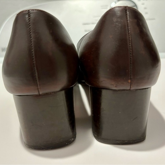 Salvatore Ferragamo Dark Brown Leather Low Heel with Gold - Picture 3 of 4